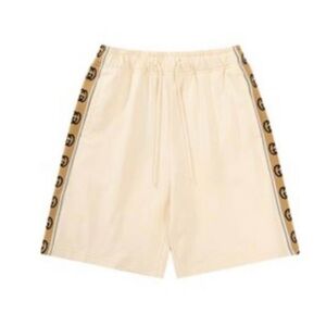 Gucci Cream Athletic Shorts with Patterned Side Stripes